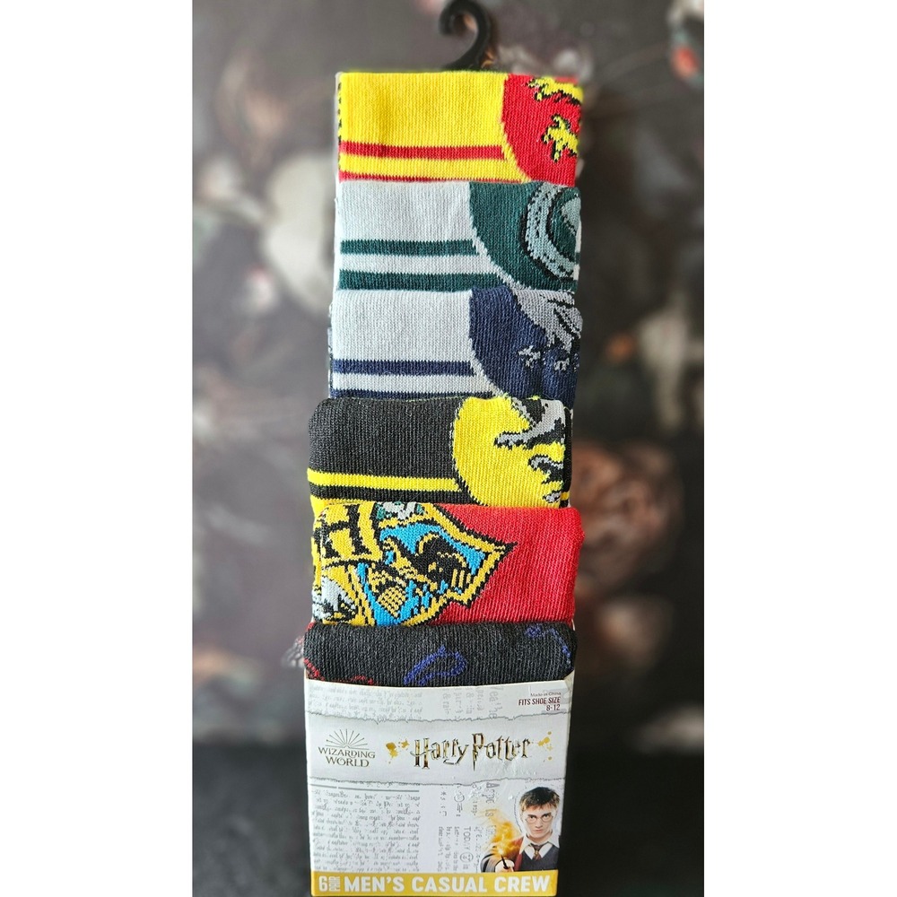 Harry Potter Wizarding World Mens Casual Crew Socks - 6 PAIR - NEW - Men Sz 8-12